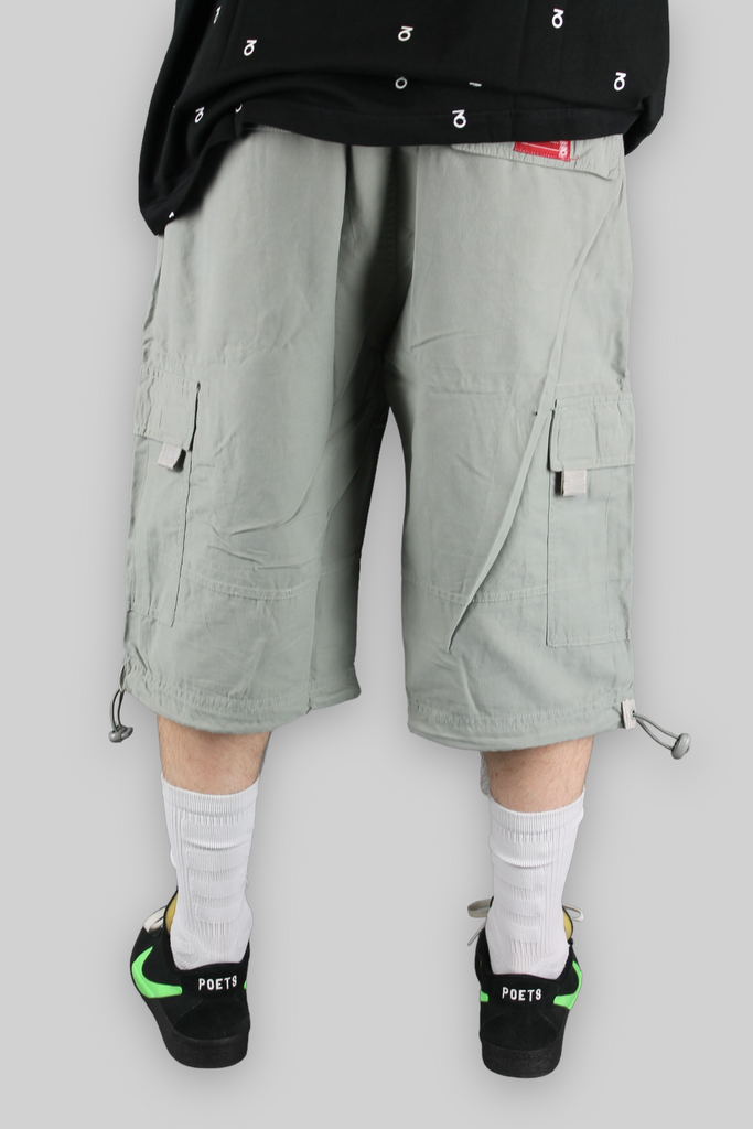 SRT001 Pantaloncini cargo in cotone dal taglio ampio (grigio medio)