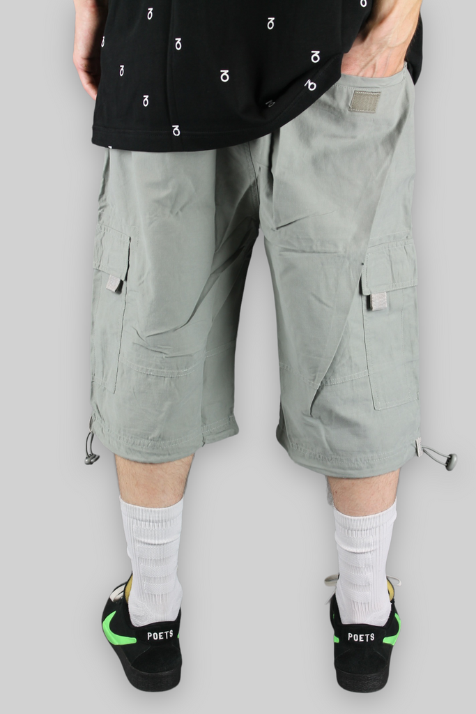 KIDS SRT001 Loose Fit Cotton Cargo Shorts (Mid Grey)